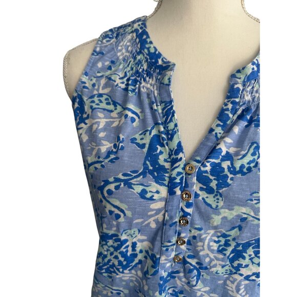 LILLY PULITZER Sea Turtle Blue Tank Top Size Small - Picture 5 of 8